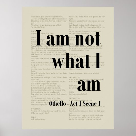 Poster Je Ne Suis Pas Ce Que Je Suis Othello Shakespeare  (Devant)