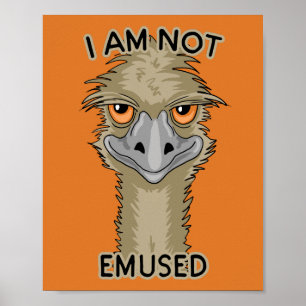 Poster Je Ne Suis Pas Emusé Drôle Emu Pun   Orange