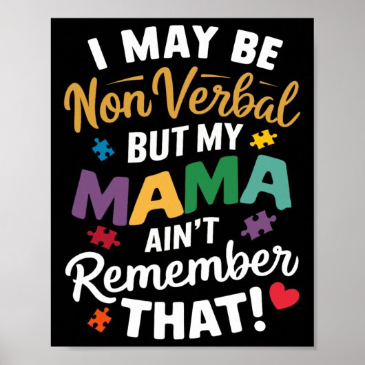 Poster Je ne suis peut-être pas verbale, mais ma mère ne (Devant)