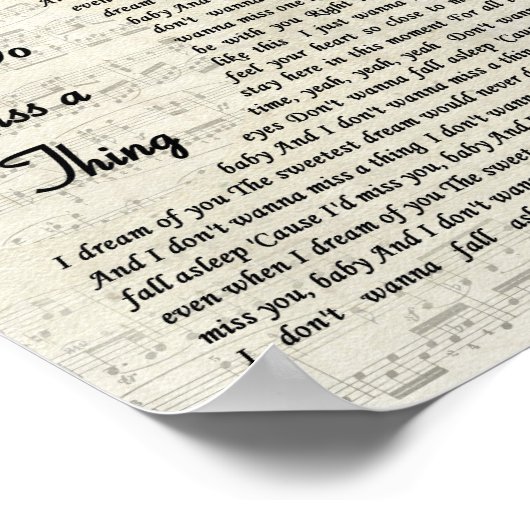 Poster Je ne veux pas manquer une chose Script Chanson Ly (Coin)