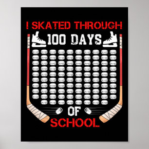 Poster Je patine à travers 100 jours d'école Fan de hocke