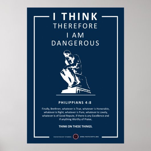 Poster Je Pense Donc Que Je Suis Dangereux (Devant)