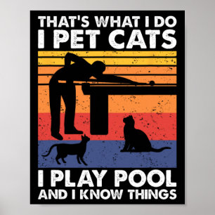 Poster Je Pet Chats Je Joue Au Pool Et Je Connais Les Cho
