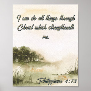Poster Je peux faire tout par l'arbre de l'aquarelle Chri