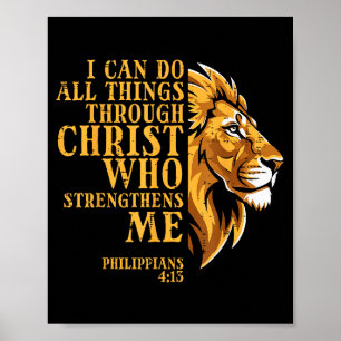 Poster Je peux faire toutes choses Lion Dieu chrétien Jés