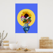 Poster Je peux m'acheter des fleurs ! Bleu (Cuisine)