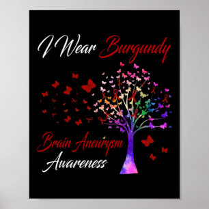 Poster Je Porte Burgundy Cerveau Aneurysme Sensibilisatio