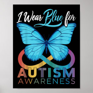 Poster Je Porte Du Bleu Pour La Sensibilisation sur l'aut