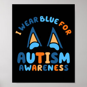 Poster Je Porte Du Bleu Pour L'Amour De Sensibilisation s