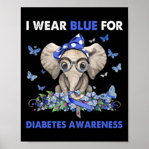 Poster Je porte du bleu pour les éléphants de sensibilisa
