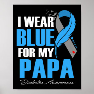 Poster Je Porte Du Bleu Pour Mon Papa Diabète Sensibilisa
