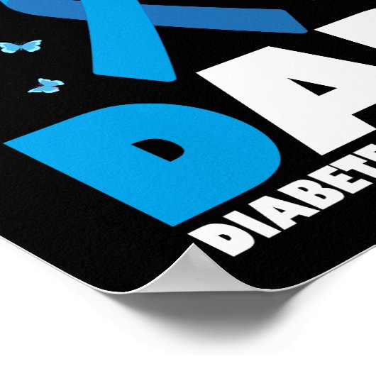 Poster Je Porte Du Bleu Pour Papa Diabète Sensibilisation (Coin)