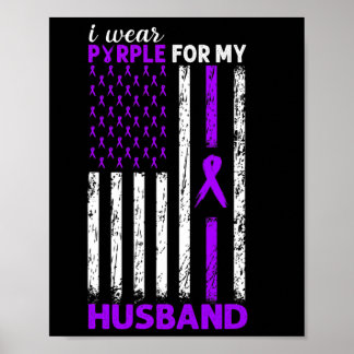Poster Je Porte Du Purple Pour Mon Mari Cancer Pancréatiq