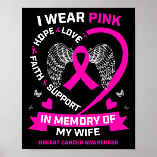 Poster Je Porte Du Rose En Mémoire De Ma Femme Cancer Du