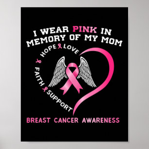 Poster Je Porte Du Rose En Mémoire De Ma Mère Cancer Du S