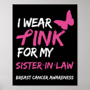 Poster Je Porte Du Rose Pour Ma belle-soeur Cancer Du Sei