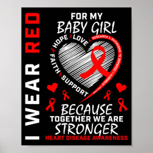 Poster Je porte du rouge pour la sensibilisation à la mal