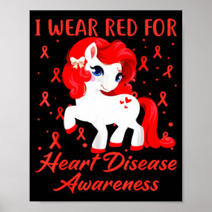 Poster Je porte du rouge pour le ruban de sensibilisation