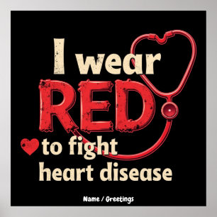 Poster Je porte du rouge pour lutter contre les maladies