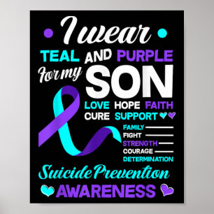 Poster Je porte du sarcelle et du violet pour la préventi