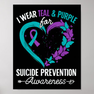 Poster Je porte du sarcelle et du violet pour la préventi