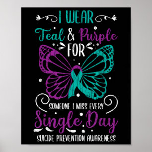 Poster Je porte le bleu sarcelle et le violet pour la sen