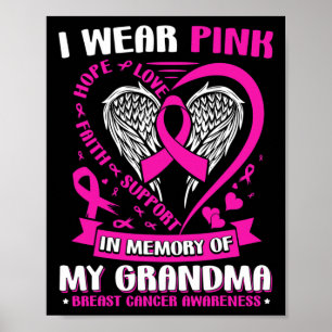Poster Je Porte Le Rose En Mémoire De Mon Grand-Mère Canc