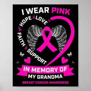 Poster Je Porte Le Rose En Mémoire De Mon Grand-Mère Canc