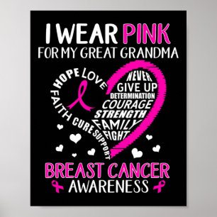 Poster Je Porte Le Rose Pour Ma Grande Grand-Mère Cancer