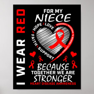 Poster Je Porte Le Rouge Pour Ma Nièce Maladie Cardiaque