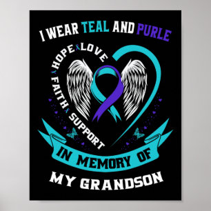 Poster Je porte le Turquoise et le violet pour mon petit-
