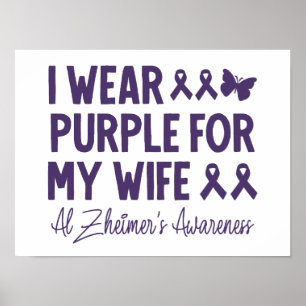 Poster Je porte le violet pour ma femme Sensibilisation à
