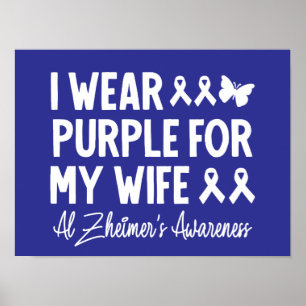 Poster Je porte le violet pour ma femme Sensibilisation à