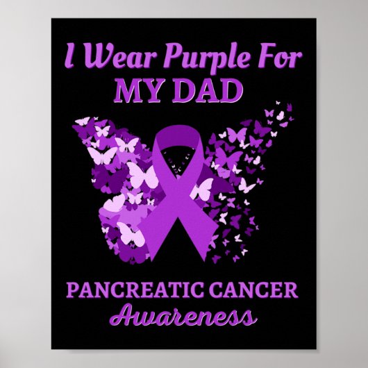 Poster Je Porte Le Violet Pour Mon Père Pour Cancer Pancr (Devant)