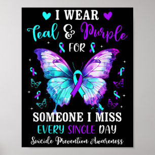 Poster Je Porte Le Violet Turquoise Pour Quelqu'Un Préven