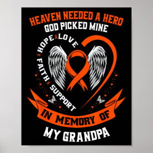 Poster Je Porte Orange En Mémoire De Mon Grand-Père Leuke