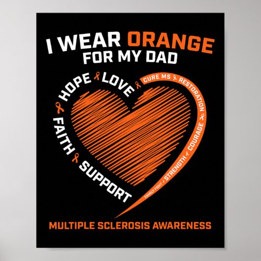 Poster Je Porte Orange Pour Mon Père Ms Multiple Sclerosi (Devant)