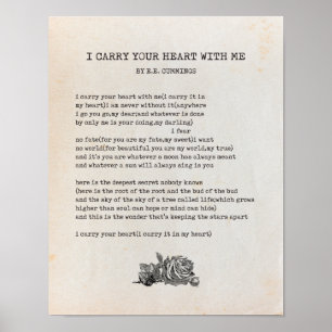 Poster Je Porte Ton Poème Coeur - EE Cummings