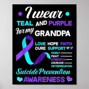 Poster Je Porte Turquoise & Purple Pour Mon Grand-Pèr