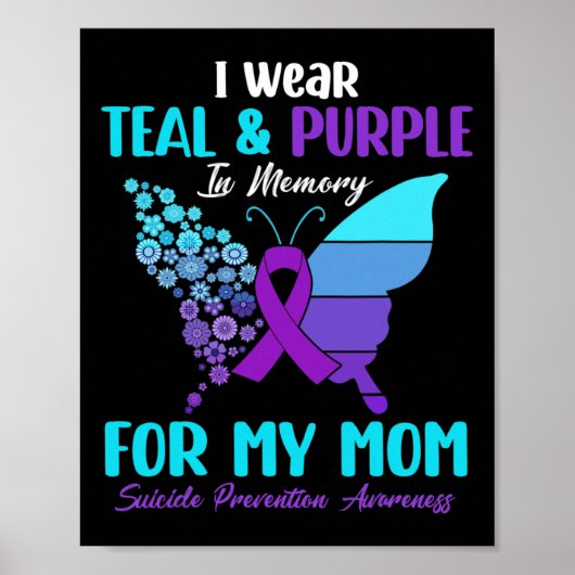 Poster Je Porte Turquoise et violet en mémoire de maman S (Devant)