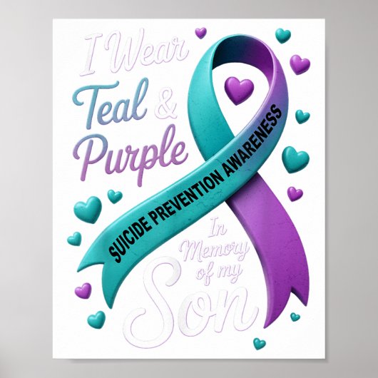 Poster Je Porte Turquoise Et Violet En Mémoire Mon Fils S (Devant)