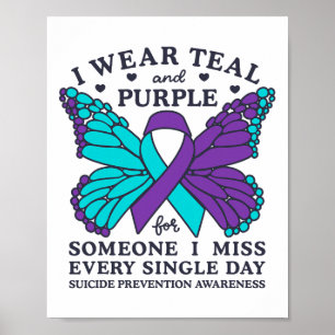 Poster Je Porte Turquoise Et Violet Pour La Prévention Du