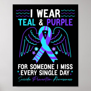 Poster Je Porte Turquoise Et Violet Pour La Prévention Du