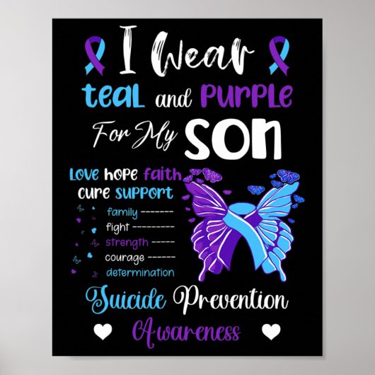 Poster Je Porte Turquoise Et Violet Pour Mon Fils Suicide (Devant)