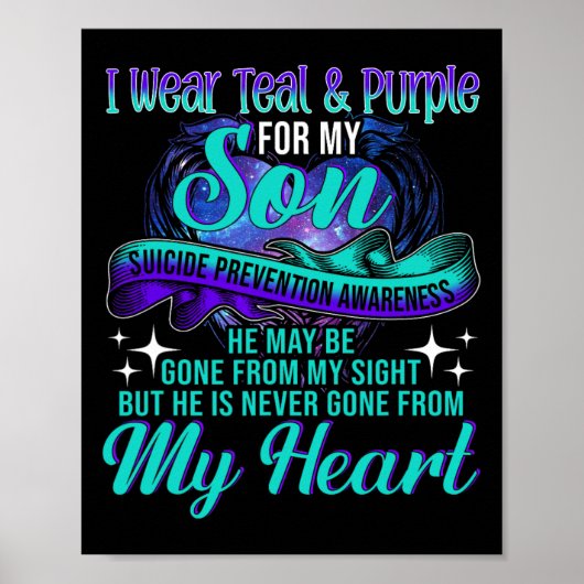 Poster Je Porte Turquoise Et Violet Pour Mon Fils Suicide (Devant)