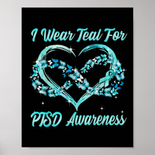 Poster Je Porte Turquoise Pour Le Papillon Coeur De Sensi