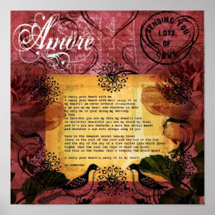 Poster Je Porte Votre Coeur Original Mélange D'Art Média 