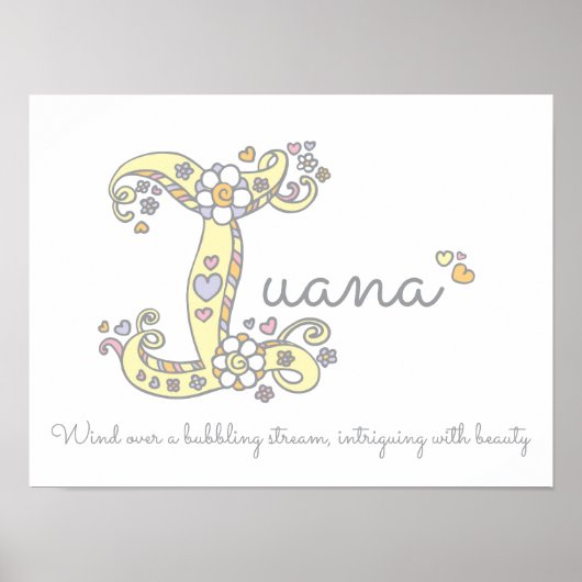 Poster Je pour Iuana nom d'art gribouillé initial signifi (Devant)