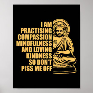 Poster Je pratique le bouddhisme de yoga de pleine consci