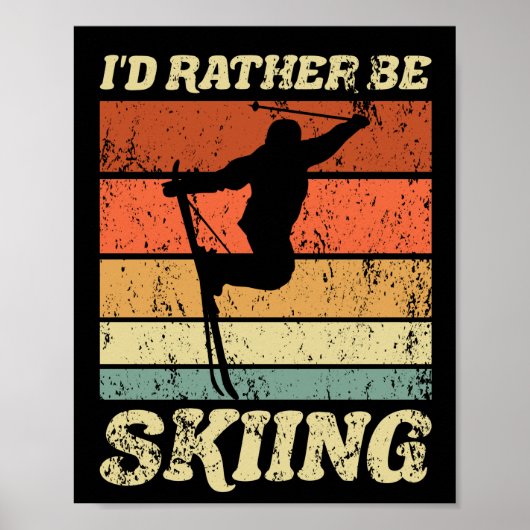 Poster Je préfère Skier Retro Skier Skier Vintage (Devant)